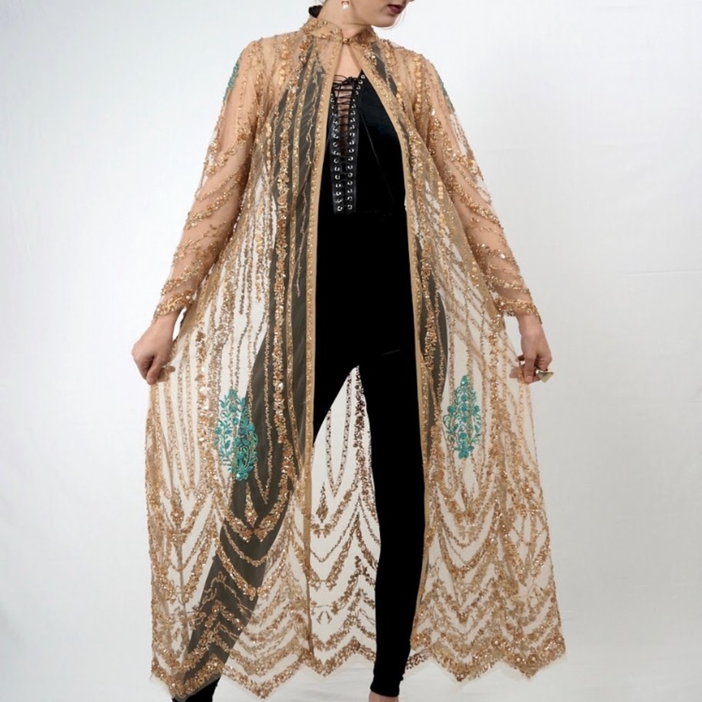Gold jacket with Tiffany blue embroidery (SOLD)
